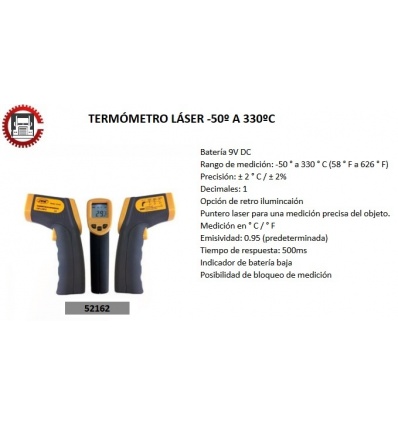 TERMOMETRO LASER -50º A 330 ºC