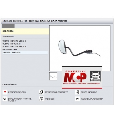 RETROVISOR FRONTAL VOLVO 