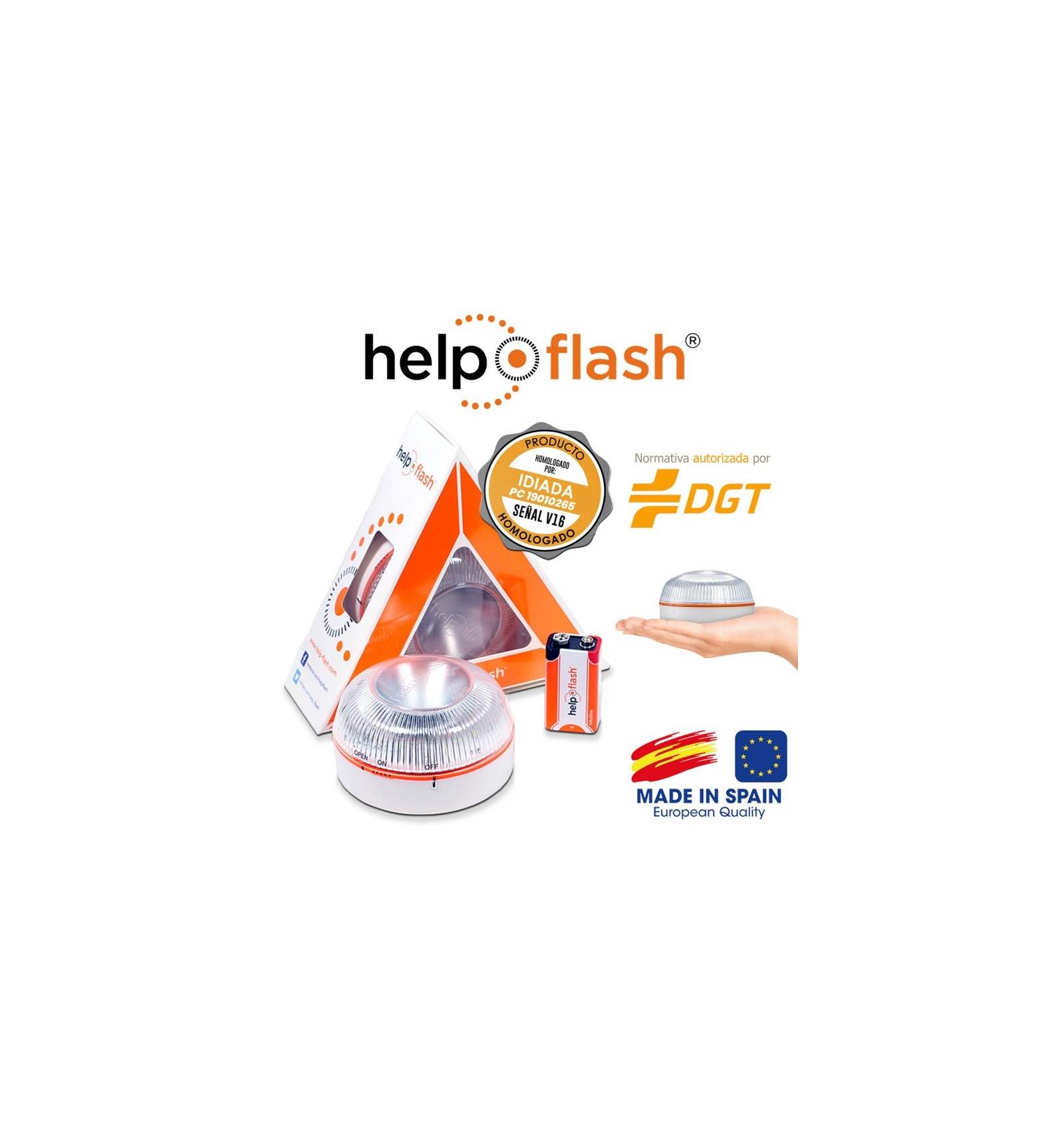 Help Flash - Luz de Emergencia - Señal V16 para Coche Homologada