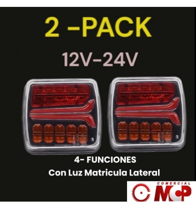 2 PILOTOS TRASEROS 4 FUNCIONES-LEDS-12/24V-34 LEDS